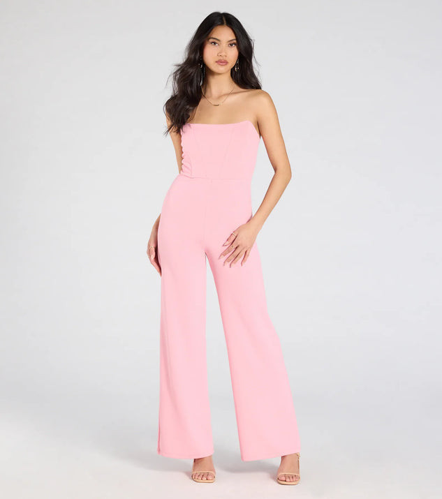 Sultry Babe Strapless Corset Wide-Leg Jumpsuit | Windsor Stores