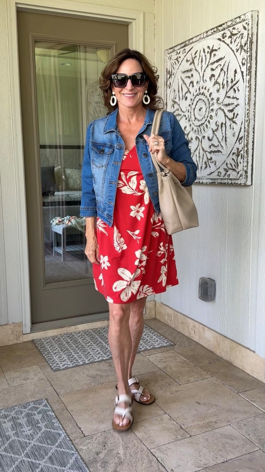 Some days need to be easy like this simple knit dress with denim jacket. Great for running errands. 

#CasualStyle #EveryDayOutfit #SummerDress #DenimJacket #FashionOver50 #traveldress 
