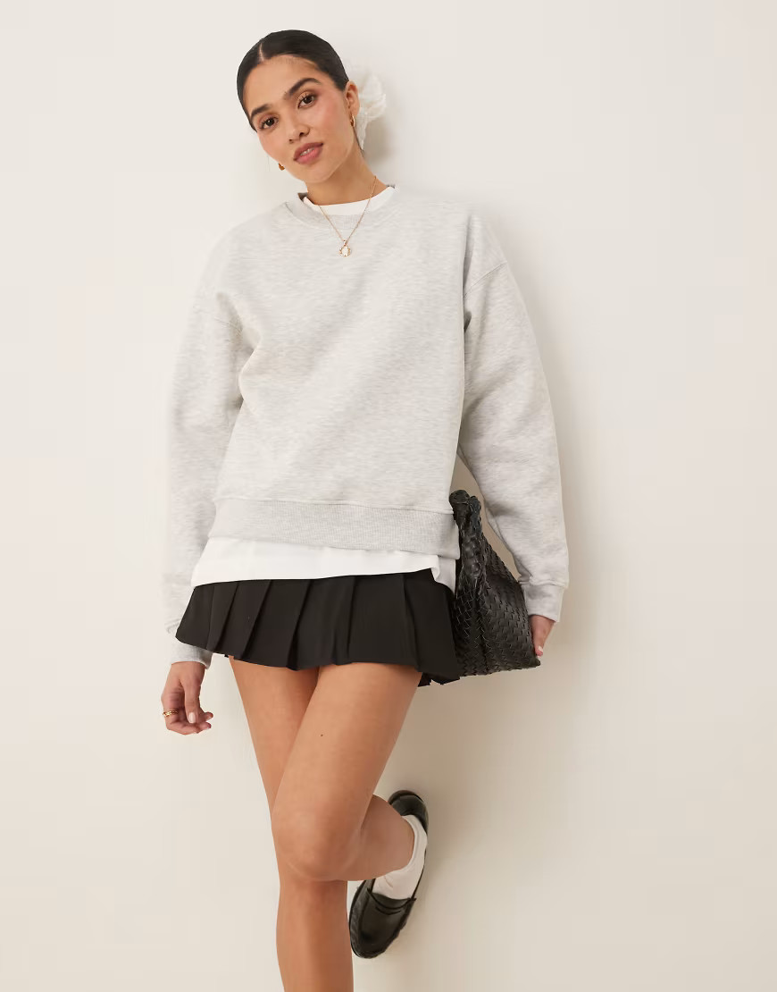 Gina Tricot relaxed sweatshirt in light gray melange | ASOS (Global)