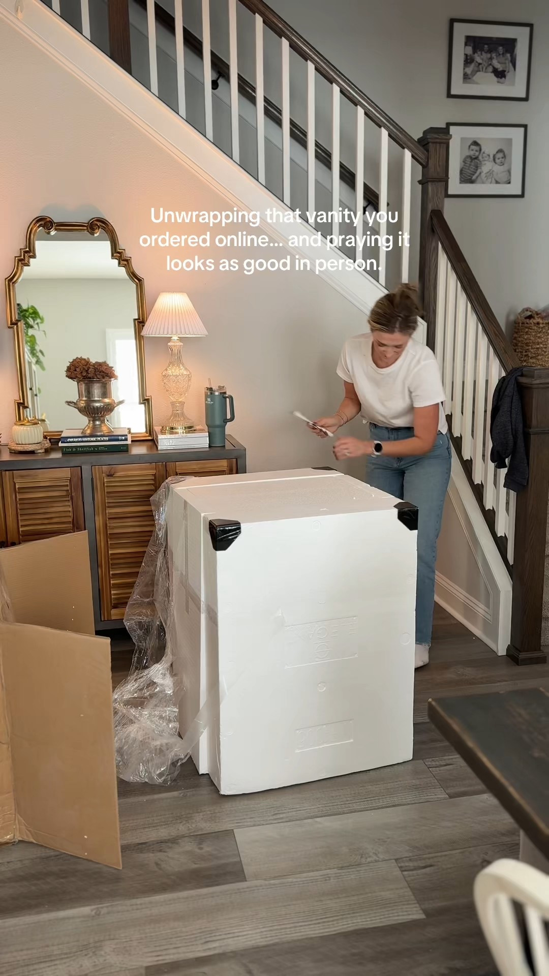 Five years later, finally turning this builder-grade powder bath into a timeless Nancy Meyers–inspired space.

Follow for classic home inspo and cozy remodel updates. classic bathroom remodel
powder bath vanity unboxing
Birch Lane vanity review
southern living home style
Nancy Meyers inspired interiors
neutral timeless home decor
classic home renovation ideas
elevated southern interiors
coastal classic design
affordable home design finds
