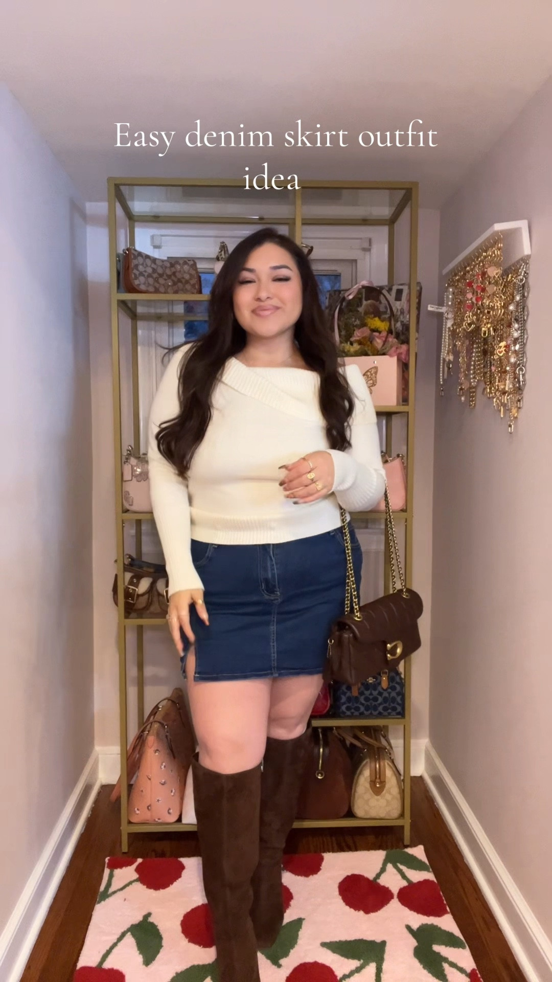 Easy denim skirt outfit idea 🤎✨

#LTKCyberWeek #LTKPlusSize #LTKMidsize