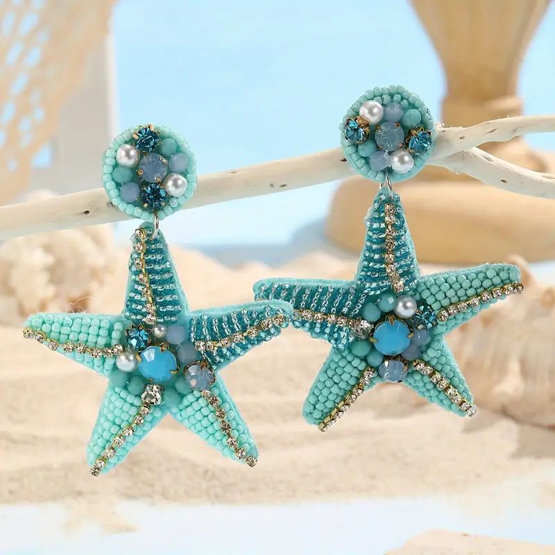 Summer Starfish Earrings Handcrafted Faux Pearls Rhinestone - Temu Canada | Temu Affiliate Program