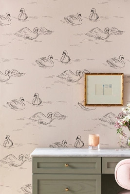 Swans Rose Quartz Wallpaper | Anthropologie (US)