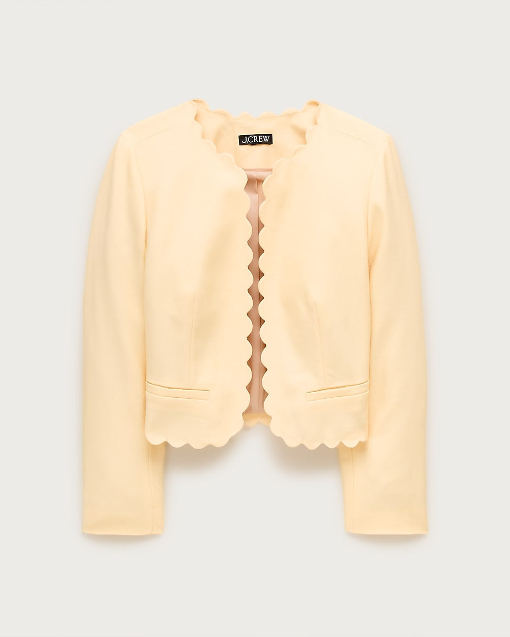 Louisa lady jacket with scalloped trim in Gramercy linen blend | J. Crew US