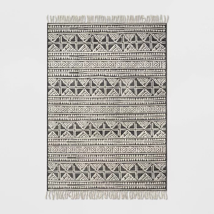 Tasseled Outdoor Rug Charcoal - Opalhouse™ | Target