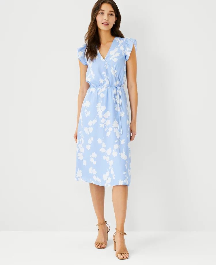 Floral Flutter Sleeve Wrap Dress | Ann Taylor (US)