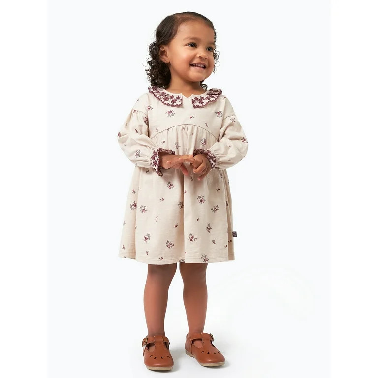Modern Moments by Gerber Toddler Girl Dress with Neck Ruffle and Embroidery, Sizes 12 Months - 5T | Walmart (US)