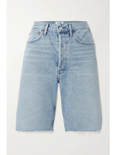AGOLDE - '90s Frayed Denim Shorts - Light denim | NET-A-PORTER (US)