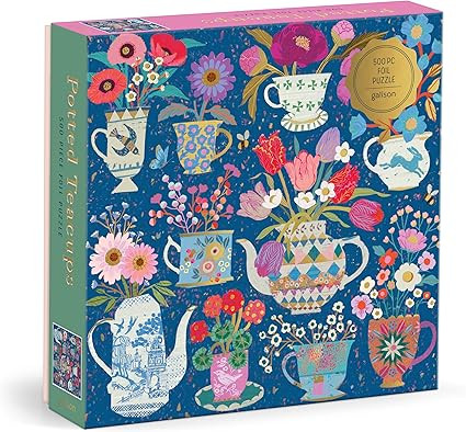Galison Potted Teacups – 500 Piece Foil Jigsaw Puzzle Featuring Beautiful Artwork of Potted Tea... | Amazon (US)