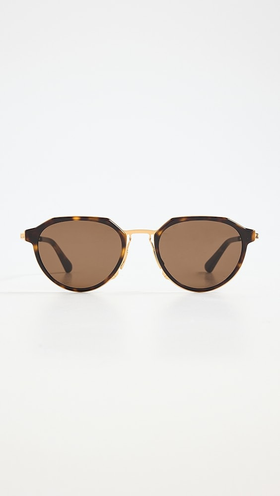 Bottega Veneta Thin Triangle Oval Sunglasses | Shopbop | Shopbop