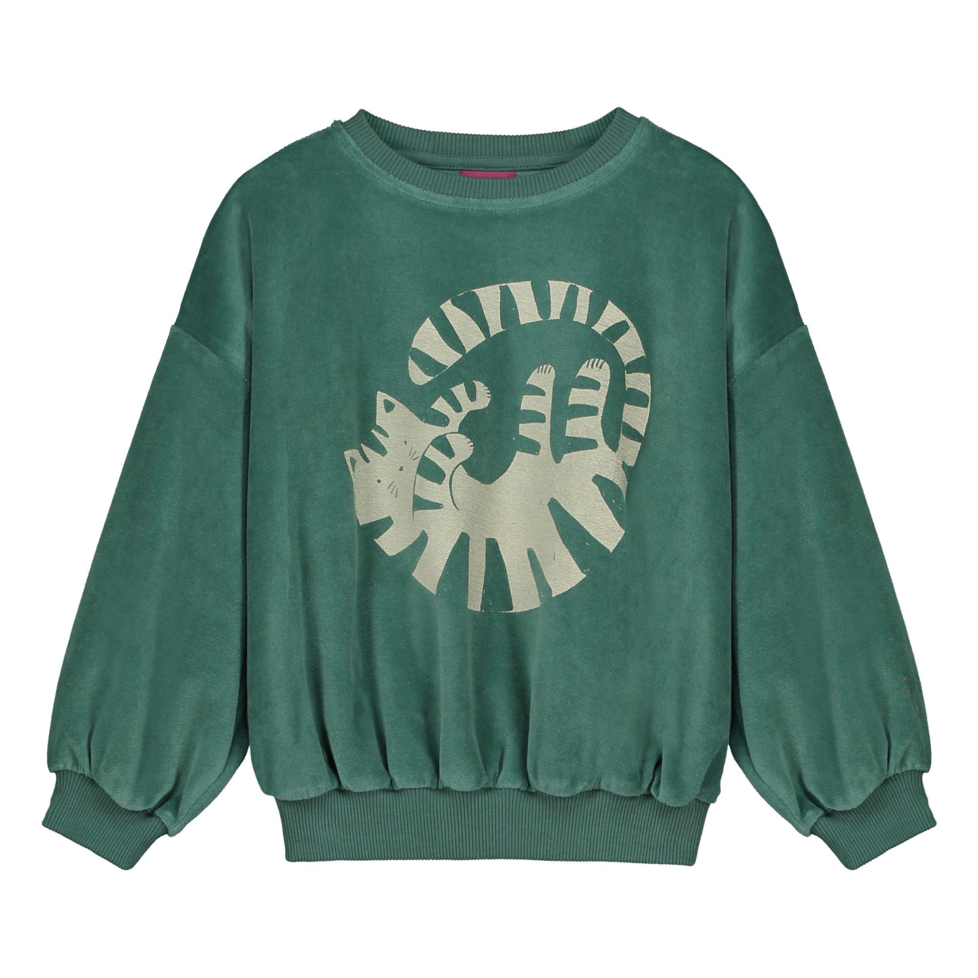 Ollie Organic Cotton Velour Sweatshirt | Jade Green | Smallable