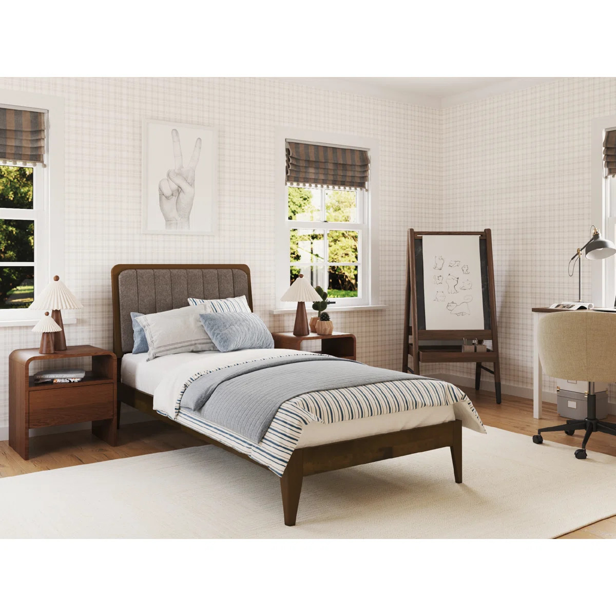 Bethelmie Solid Wood Upholstered Headboard Bed Frame | Wayfair North America