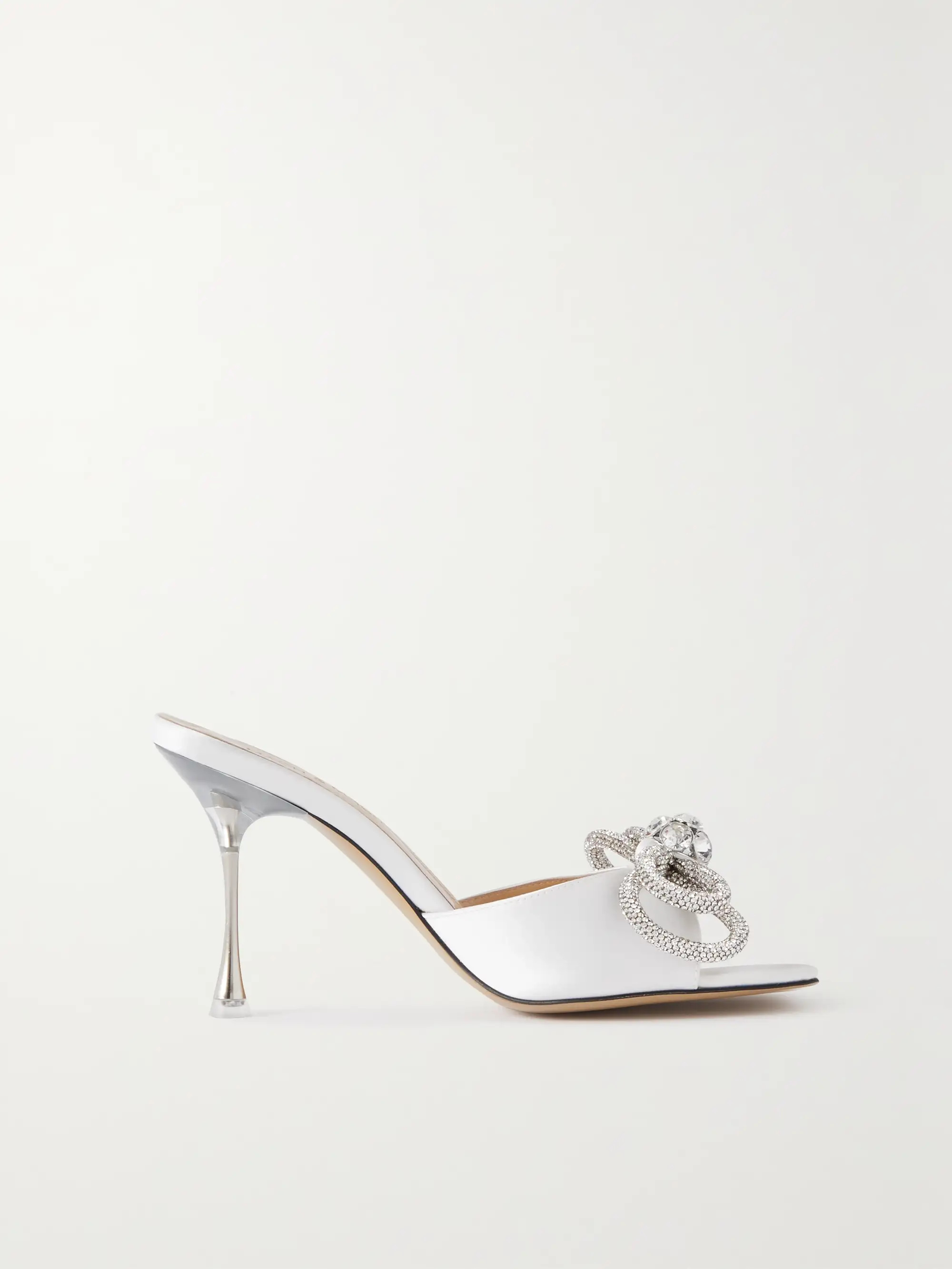 Double Bow crystal-embellished satin mules | NET-A-PORTER (US)