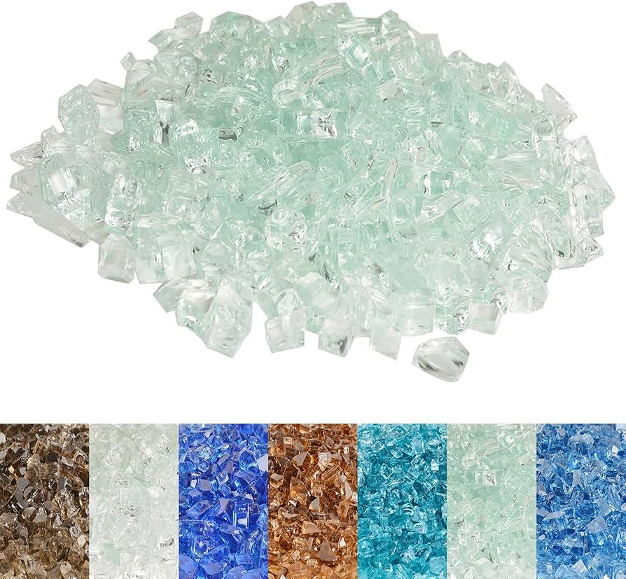 Skyflame High Luster 10-Pound Regular Fire Glass for Fire Pit Fireplace Garden Landscaping Crysta... | Amazon (US)