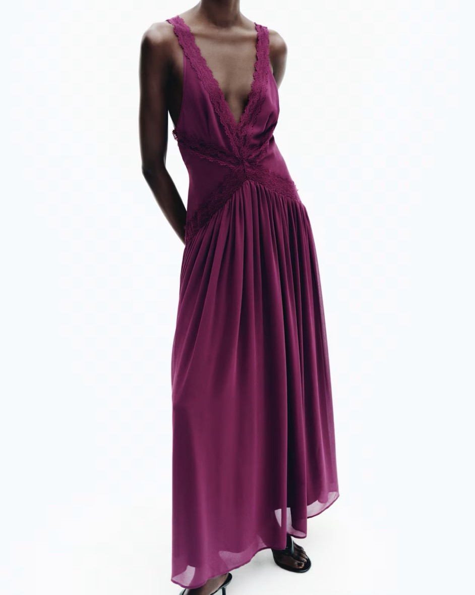 Purple lace trim maxi dress 
Wedding guest dress for

#LTKSeasonal