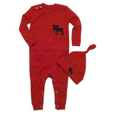 Hatley Baby Romper Red Moose Trailing a Little Behind | Well.ca