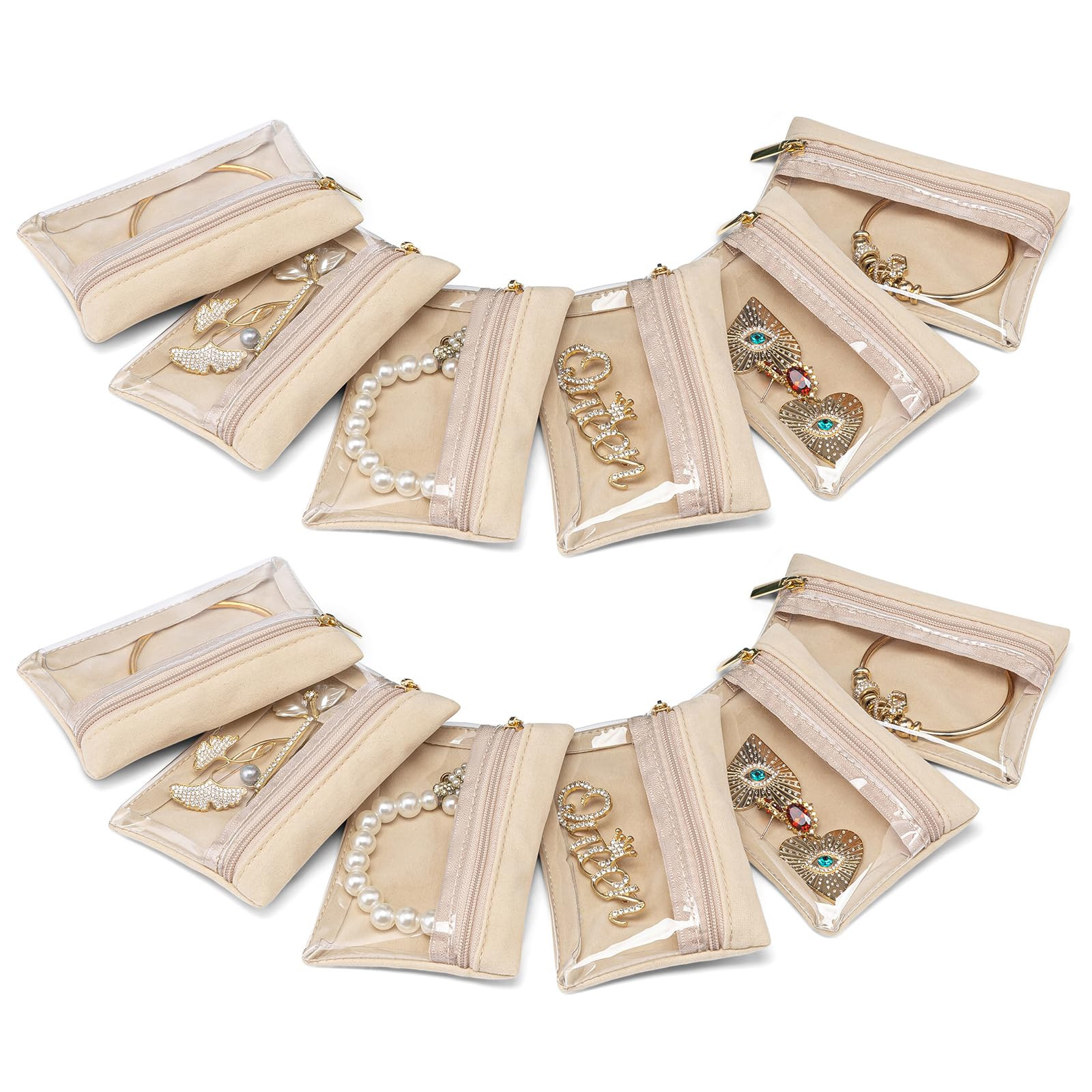 Vlando Travel Jewelry Bags,Jewelry Pouches Storage,Jewelry Travel Organizer Case for Women 12pcs | Amazon (US)