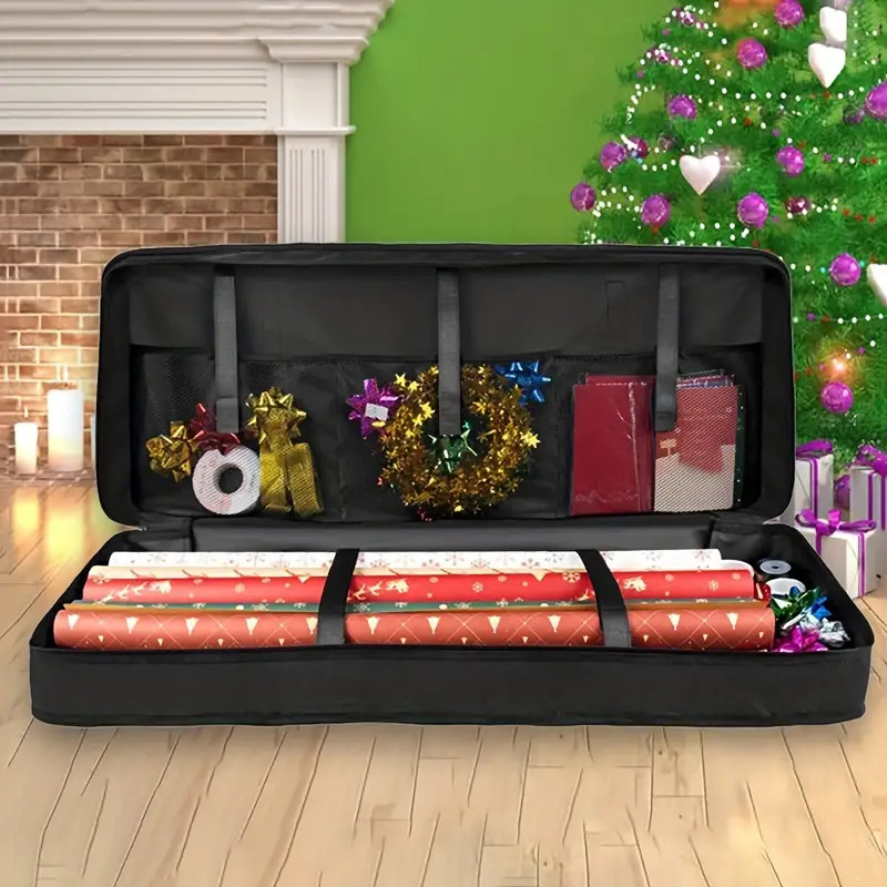 1pc Gift Wrapping Paper Bag, Christmas Wrapping Paper Organizer Storage Bag W/Useful Pockets For ... | Temu Affiliate Program