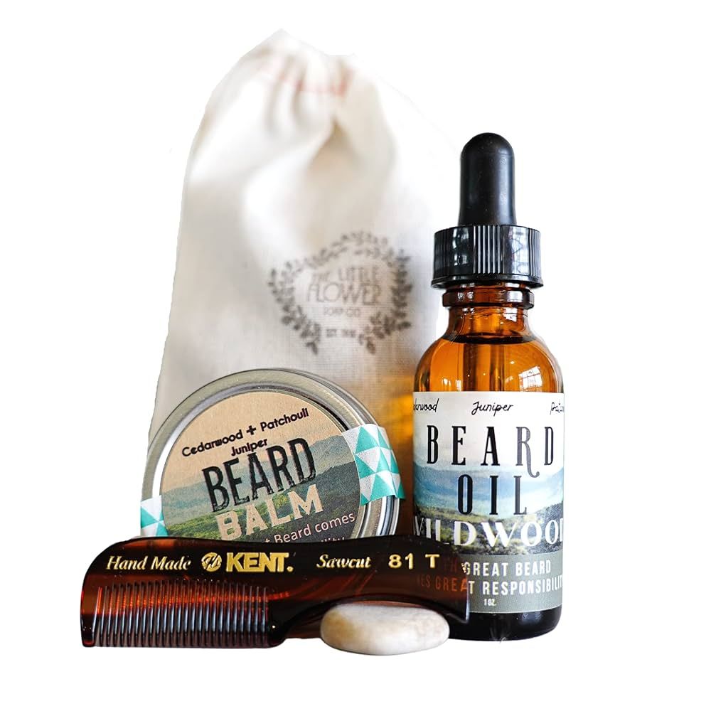 Beard Care Gift Set Kit, Mens Gift Idea with Essential Oil Beard Oil Beard Comb & Beard Balm | Amazon (US)