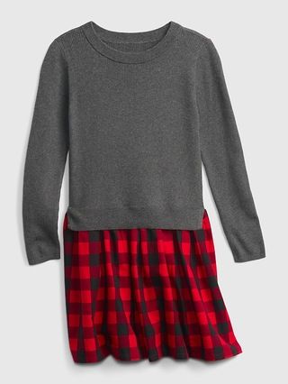 Kids Buffalo Plaid Ribbed Sweater Dress | Gap (US)