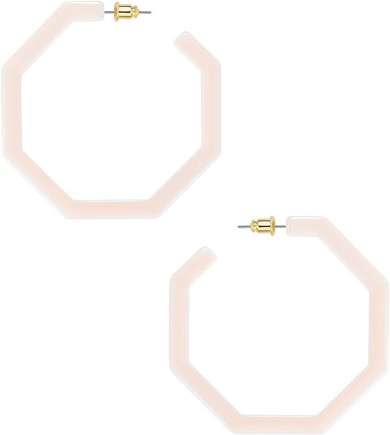 wowshow Acrylic Resin Hoop Earrings for Women Statement Fashion Geometric Octagon Earrings | Amazon (US)