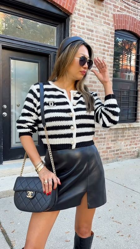 Amazon sweater, Amazon fashion, Amazon finds, stripe black and white cardigan, fall outfits, fall style, Amazon Chanel like sweater size small, knee high boots 

#LTKxPrime #LTKstyletip #LTKfindsunder50