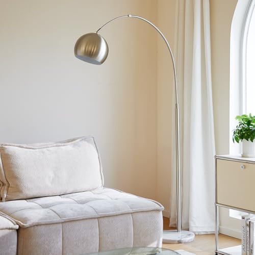 CO-Z Modern Floor Lamp for Living Room, Brushed Nickel Arc Floor Lamp with LED Bulb, Marble Base ... | Amazon (US)