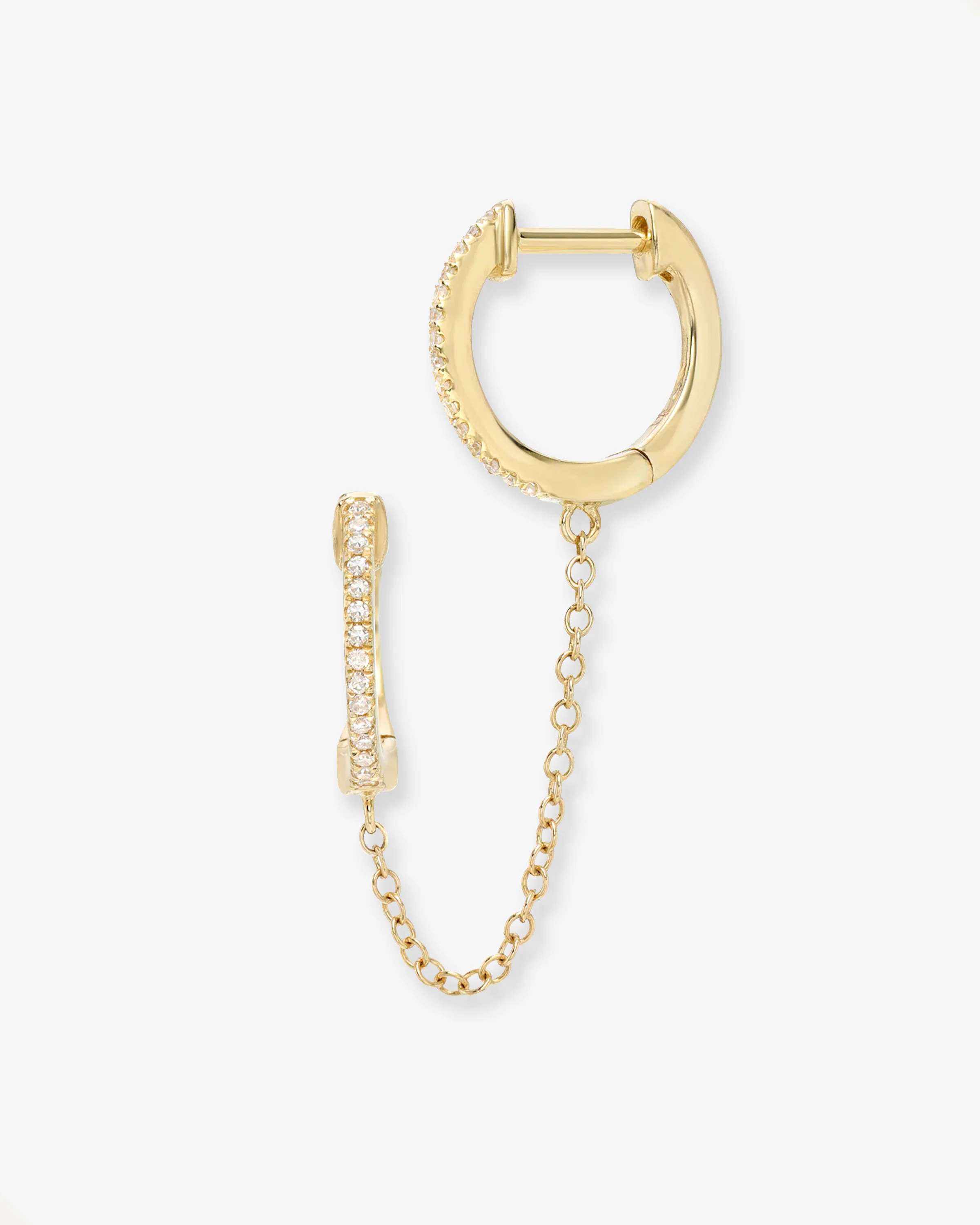 Diamond Huggie Chain Earrings | Zoe Lev Jewelry