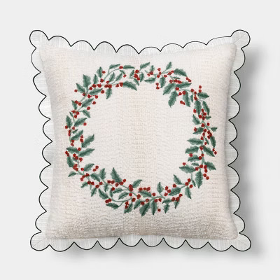 Oversized Square Wreath Throw Pillow Ivory - Threshold™ | Target