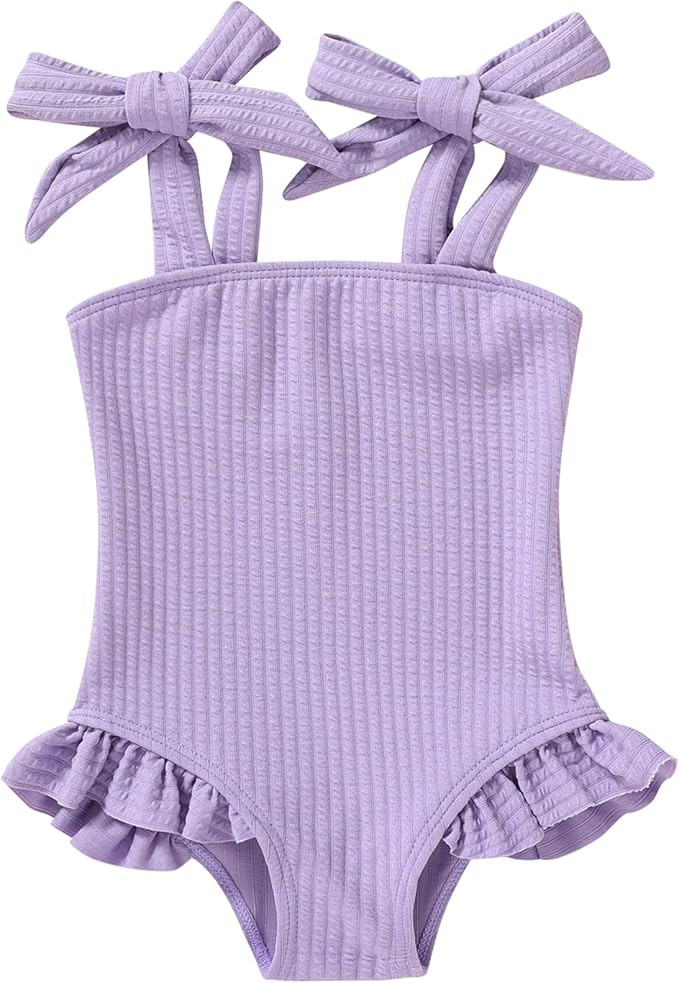 YOUNGER TREE Toddler Swimsuit Girl Color Block Stripe One-Piece Swimwear Baby Girl Bathing Suits | Amazon (US)