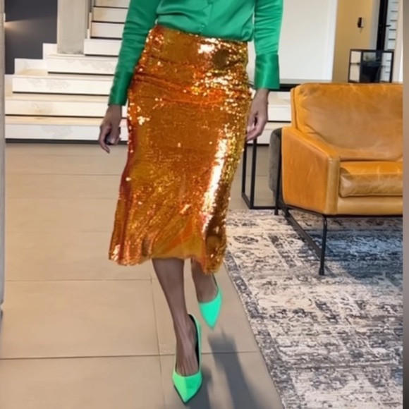 Zara sequinned knit midi skirt S | Poshmark