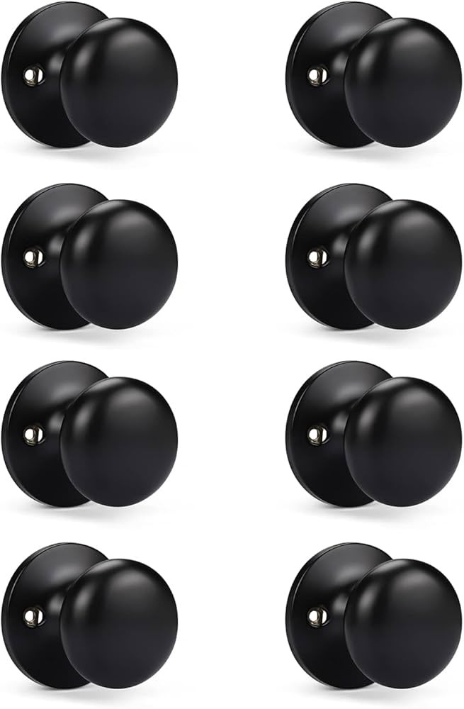 KNOBWELL 8 Pack Matte Black Dummy Door Knobs Round Interior Door Knobs Modern Black Door Knob, Cl... | Amazon (US)