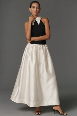 Flat White Sleeveless Collared Twofer Maxi Dress | Anthropologie (US)