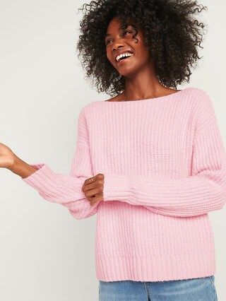 Slouchy Cozy Boat-Neck Sweater for Women | Old Navy (US)