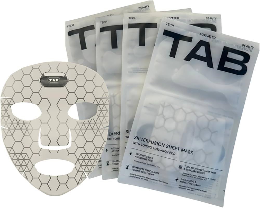TAB SilverFusion Sheet Mask Pack with Toning Activator Pod – Silver-Infused Face Mask Set with ... | Amazon (US)