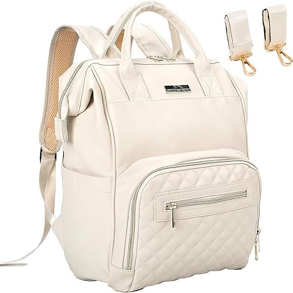 ZIOSINM Leather Diaper Backpack, Multifunctional Travel Diaper Bag Backpack, Waterproof PU Leathe... | Amazon (US)
