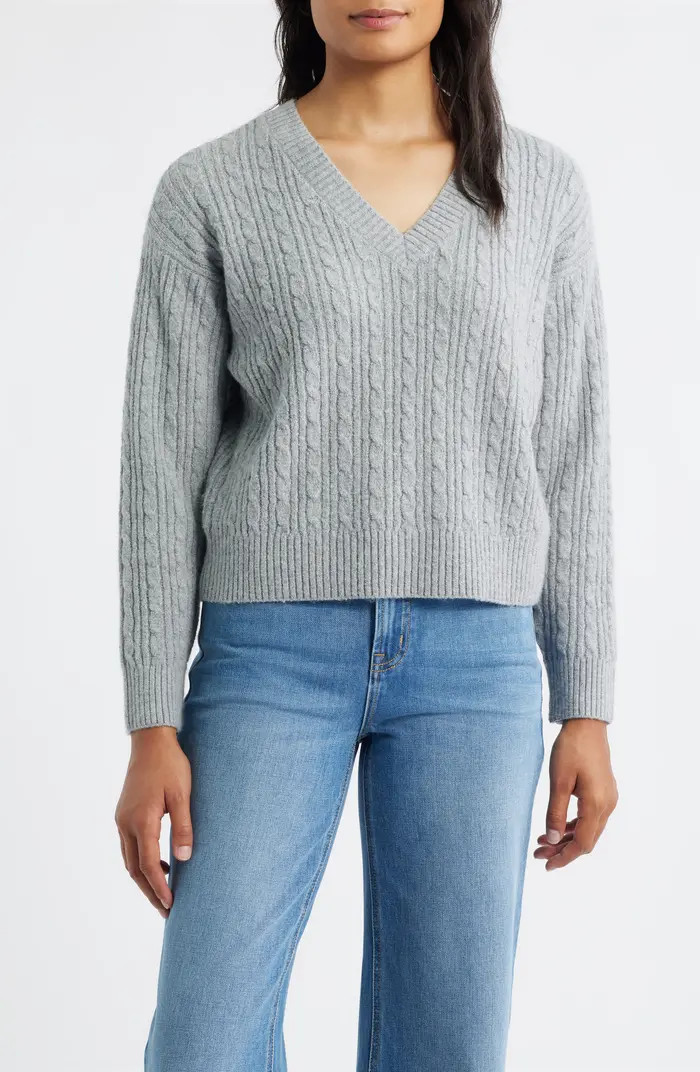Cable V-Neck Sweater | Nordstrom