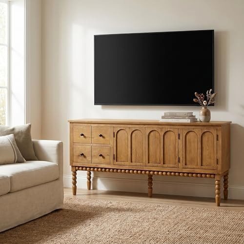 65" TV Entertainment Console, Buffet Cabinet, Prairie Oak | Pembroke TV Stand or Dining Server, S... | Amazon (US)