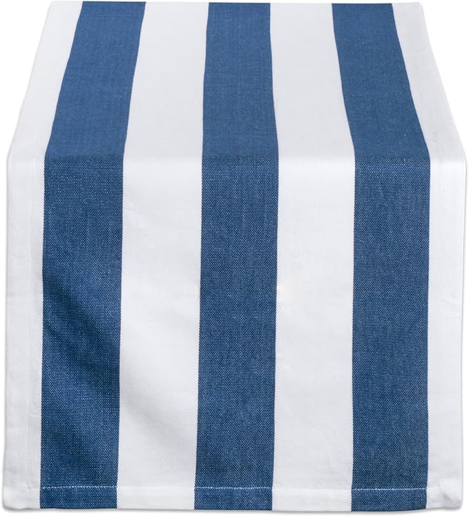 DII Indoor & Outdoor Dobby Stripe Tabletop Collection, 18x108, Navy & White | Amazon (US)