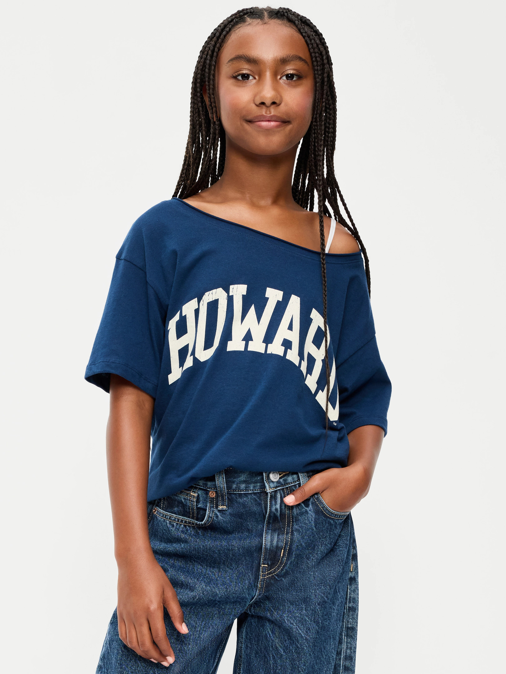 College Off-Shoulder Graphic T-Shirt for Girls | Old Navy (US)