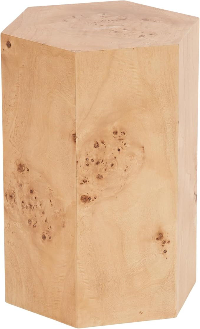 Kate and Laurel Berkett Hexagon Burlwood Side Table, 14 x 12 x 19, Natural Wood, Transitional End... | Amazon (US)