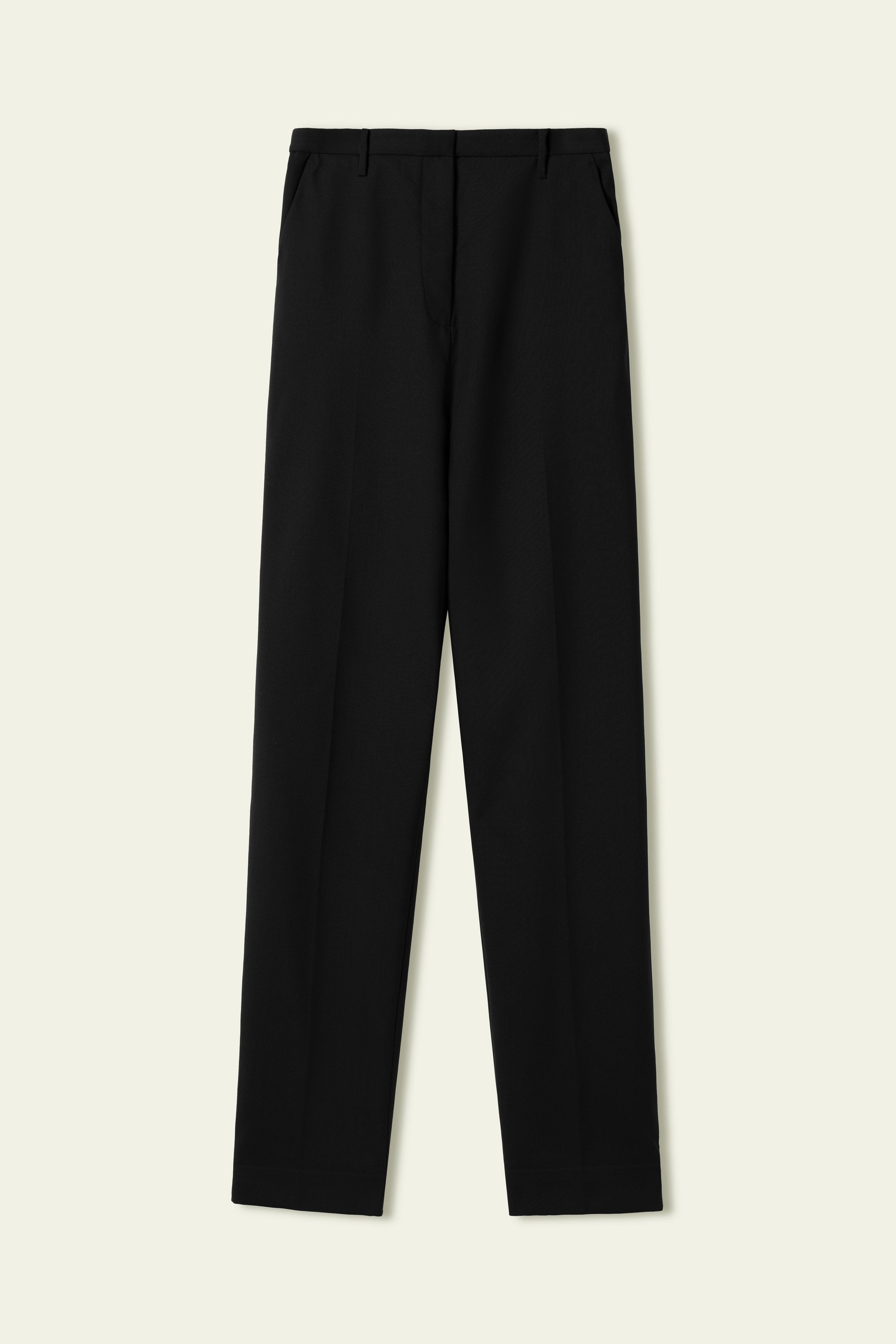 Basic silk-wool blend slim fit trousers | LilySilk