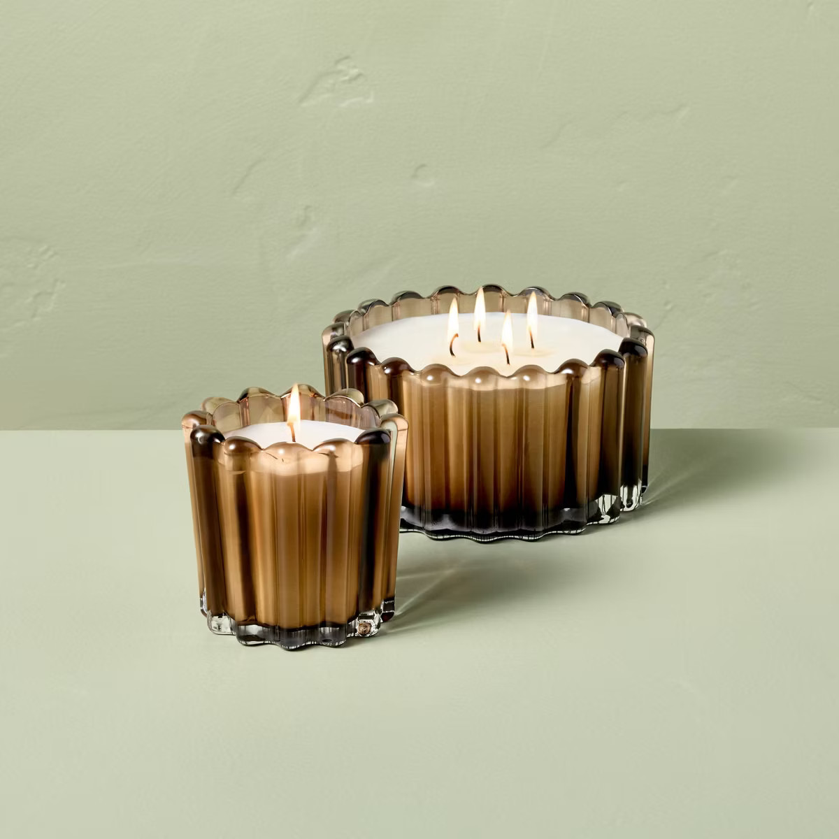 4 Wick Ribbed Glass Salted Honey Jar Candle Light Brown 22oz - Hearth & Hand™ with Magnolia | Target