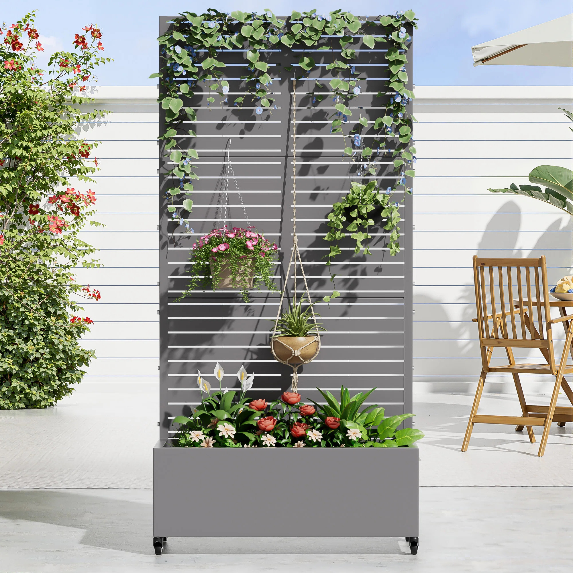 Latitude Run® Metal Planter Box with Trellis with Wheels & Reviews | Wayfair | Wayfair North America
