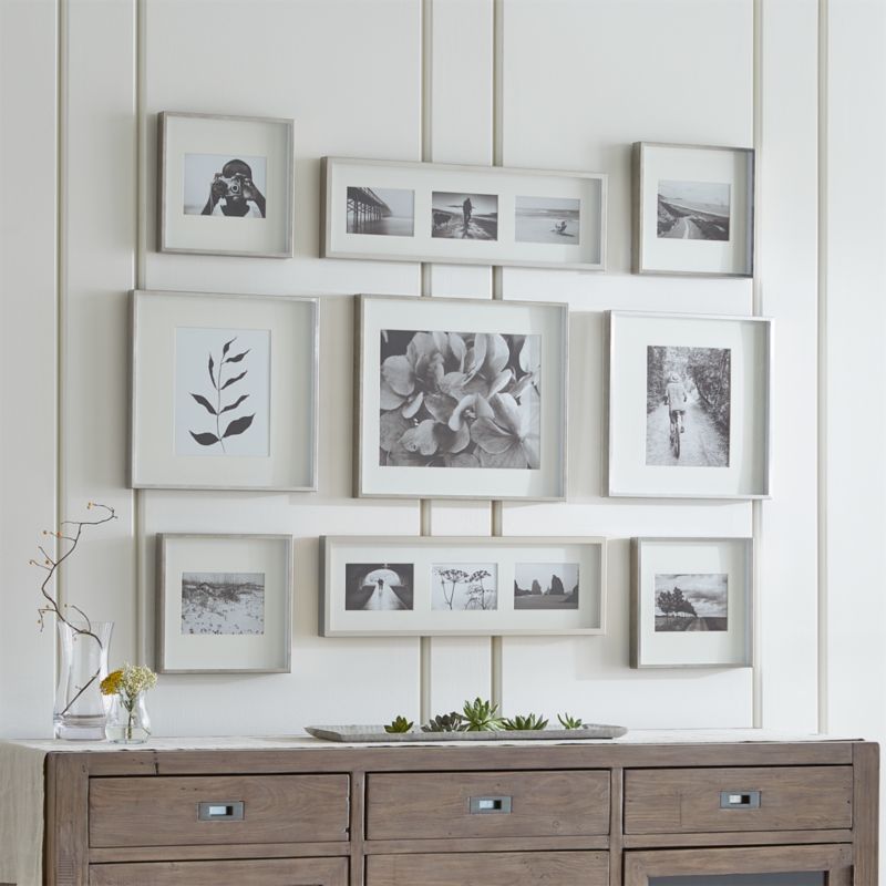 Brushed Silver Picture Frame Gallery, Set of 9 + Reviews | Crate and Barrel | Crate & Barrel