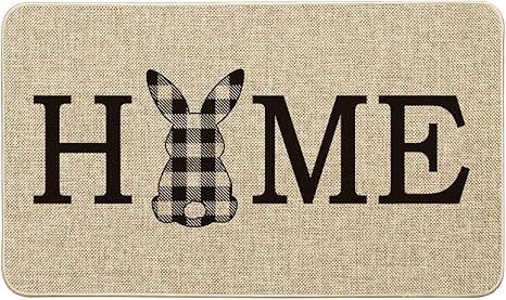 Artoid Mode Home Buffalo Plaid Rabbit Decorative Doormat, Seasonal Spring Easter Holiday Low-Prof... | Amazon (US)