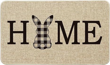Artoid Mode Home Buffalo Plaid Rabbit Decorative Doormat, Seasonal Spring Easter Holiday Low-Prof... | Amazon (US)