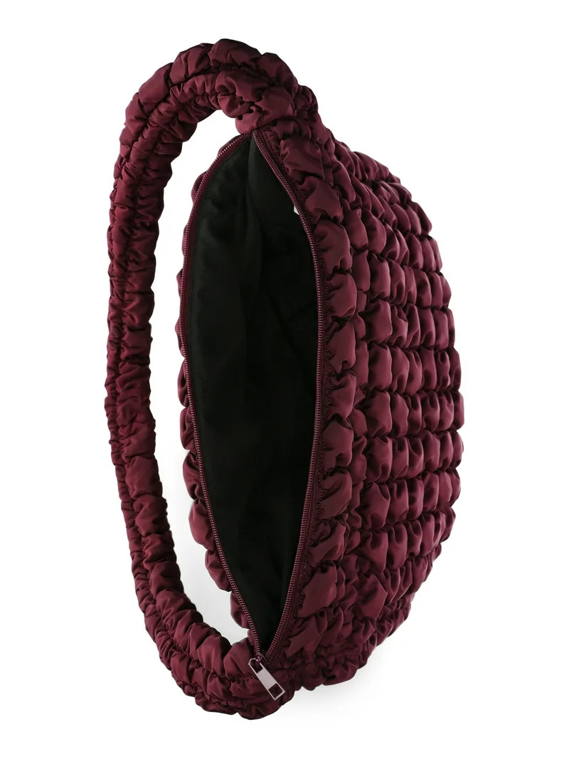 No Boundaries Women's Oversized Quilted Hobo Bag, Wine Fusion - Walmart.com | Walmart (US)