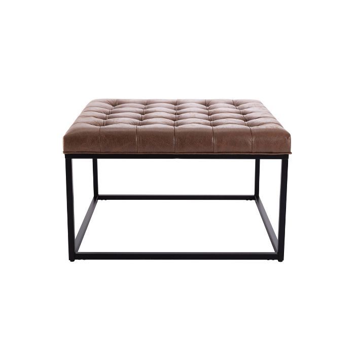 28" Square Button Tufted Metal Ottoman - WOVENBYRD | Target