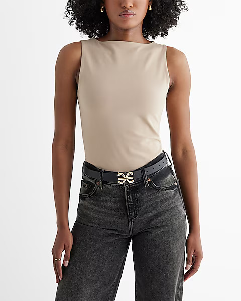 Body Contour Stretch Cotton Boat Neck Tank | Express